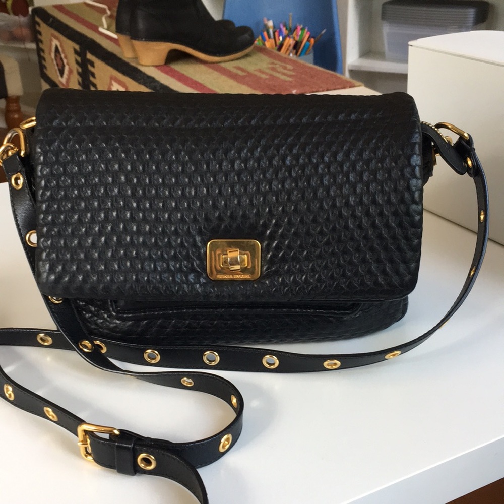 Sonia Rykiel quilted black leather crossbody handbag